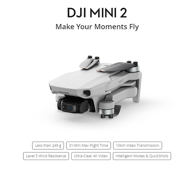 DJI Mini 2 Fly More Combo with 4K zoom camera. Supports up to 10 km of HD video transmission